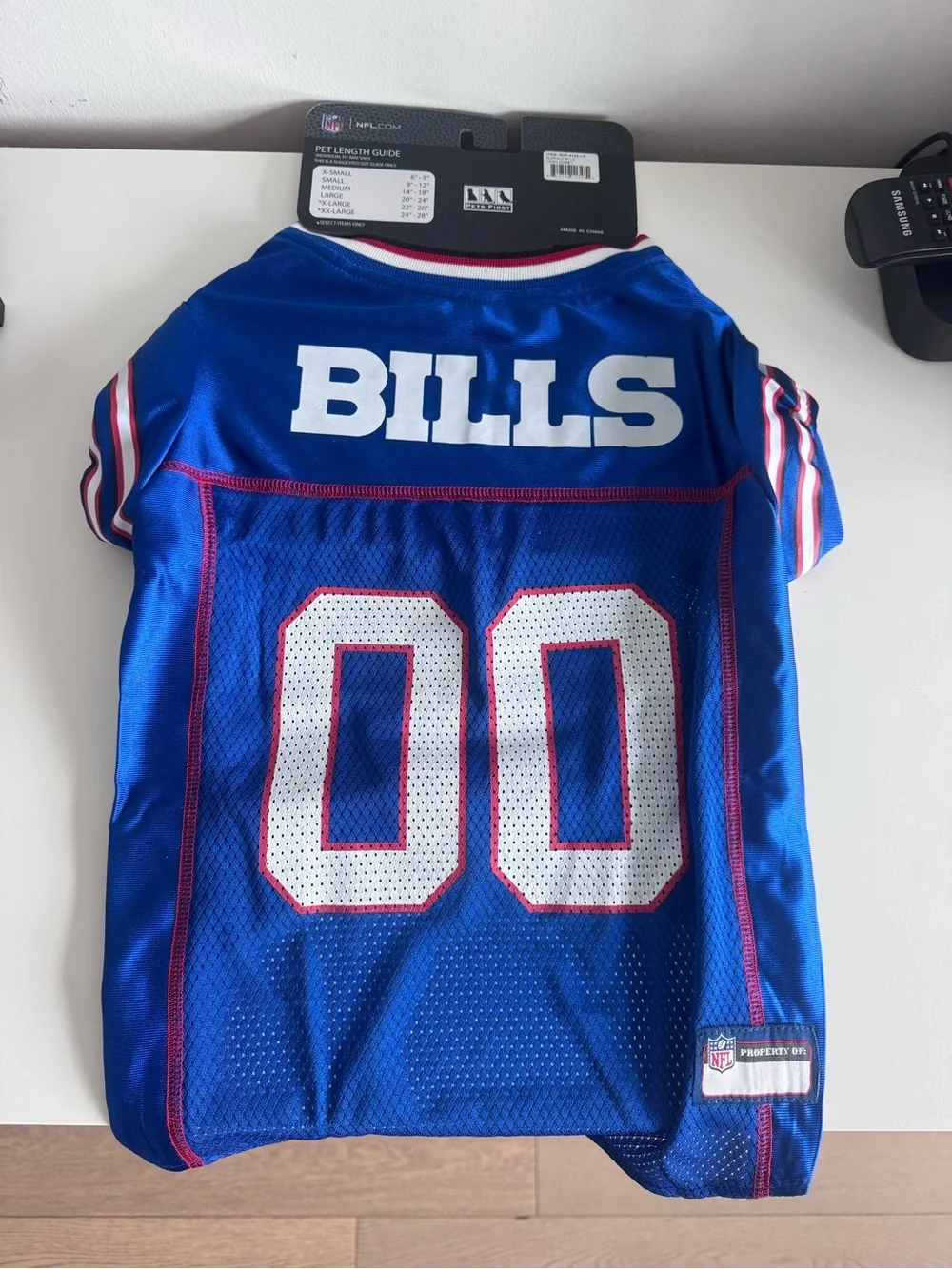 NFL Buffalo Royal Blue Puppy / Dog Jersey with White & Red Accents